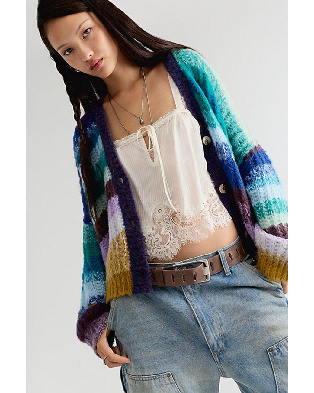 Free People Blue Dawn Knit Cardi