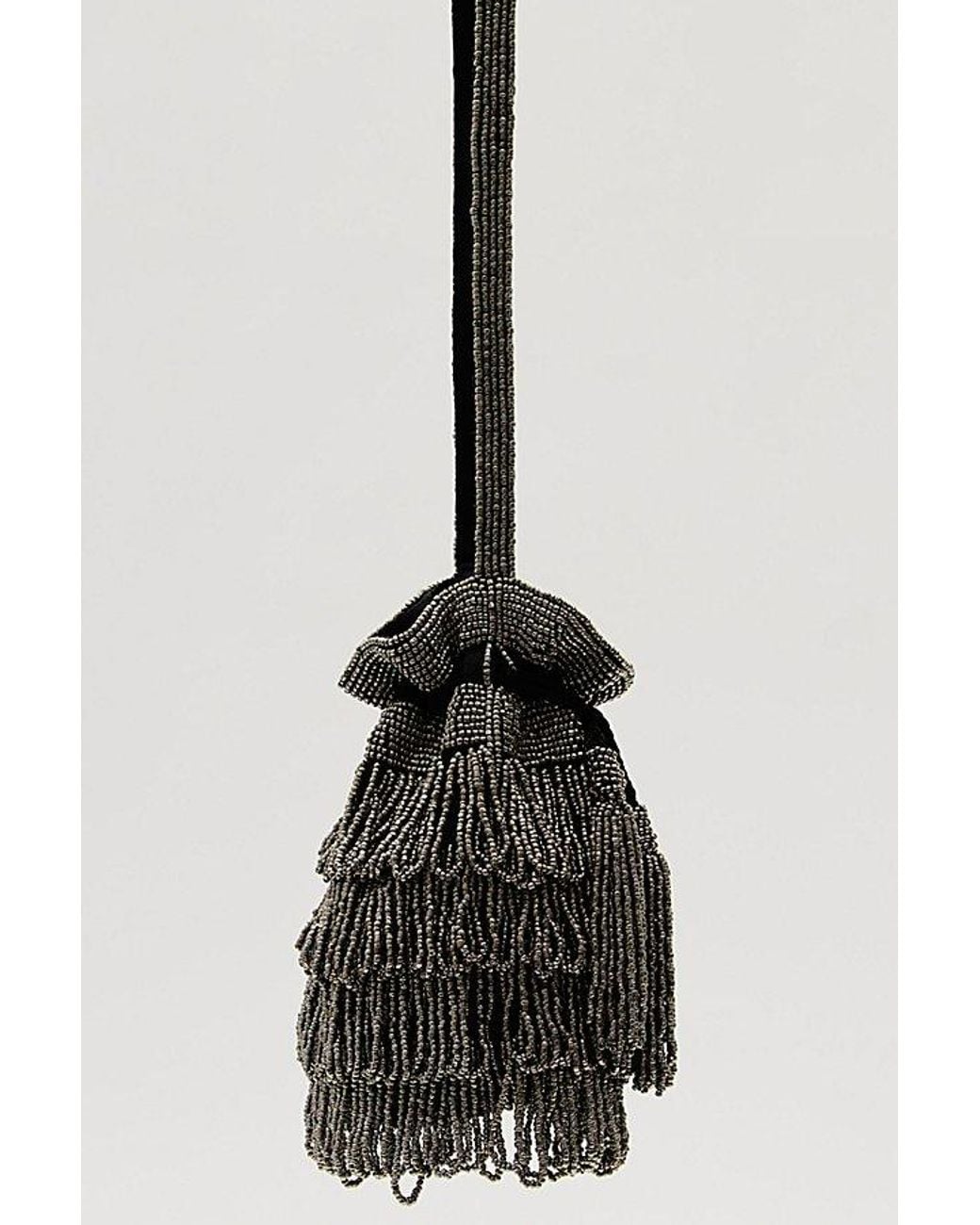 Free People Black Luna Luna Beaded Crossbody Bag