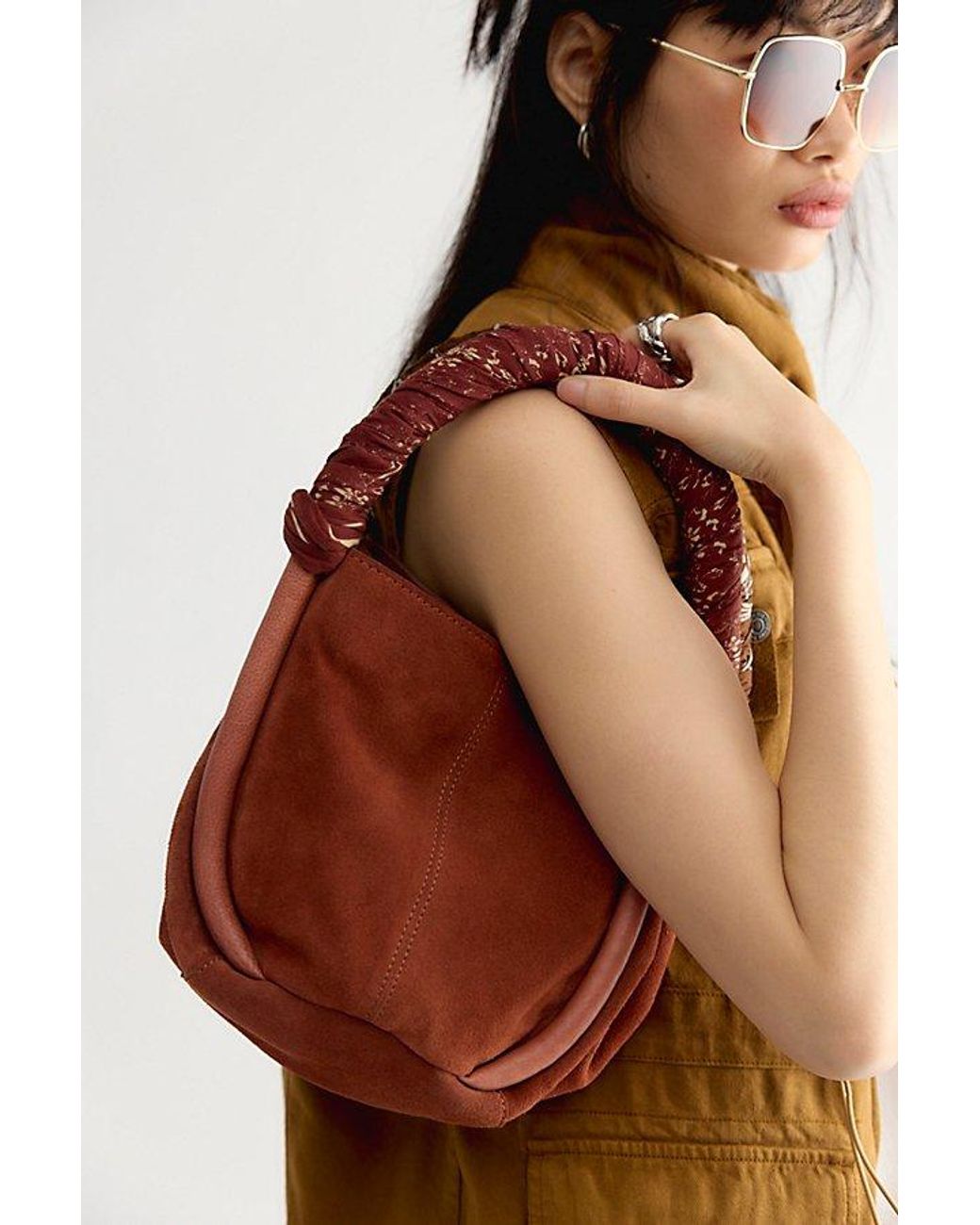 Free People Red Barlow Suede Bucket Bag