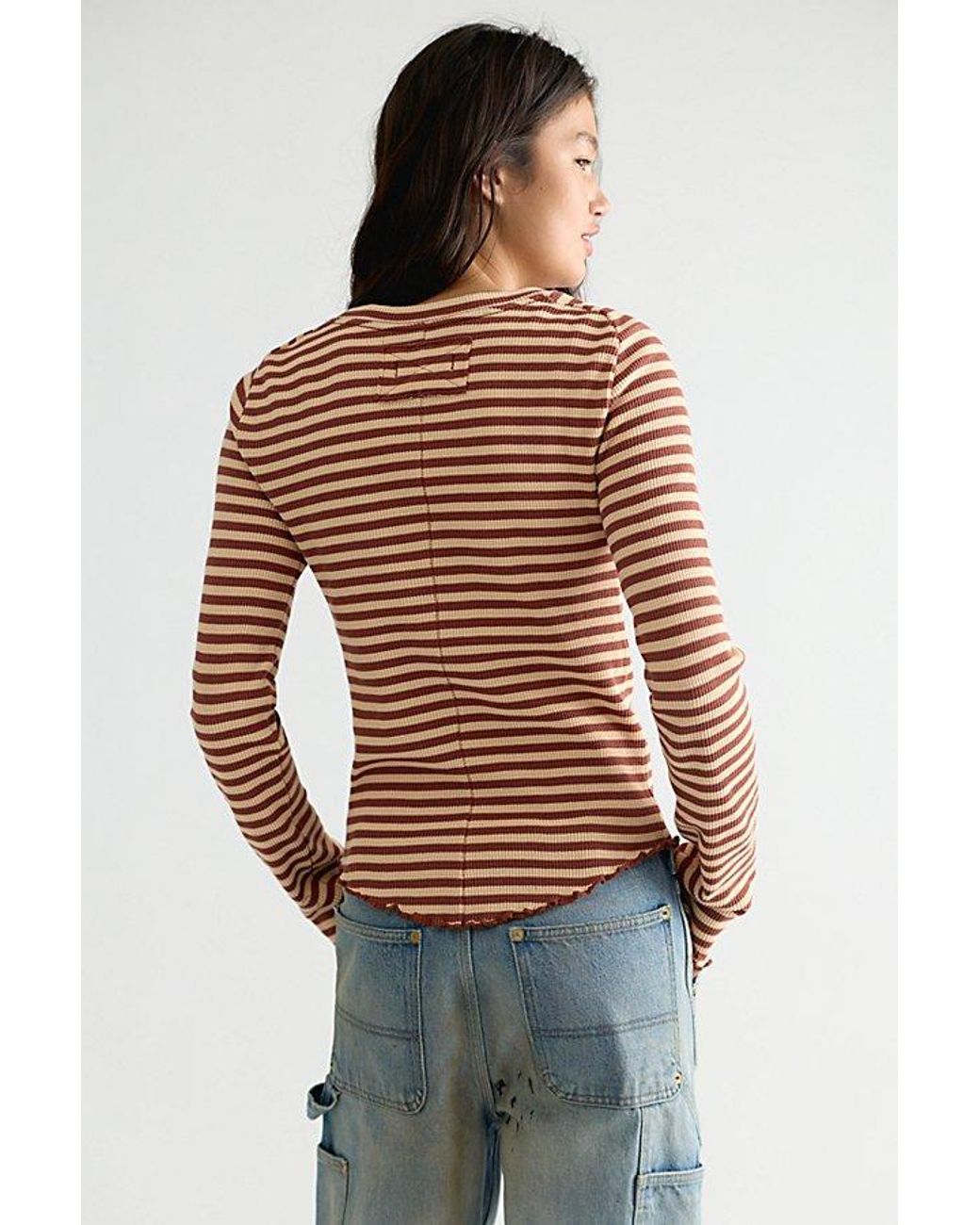 Free People Multicolor Easy Does It Striped Long Sleeve Tee