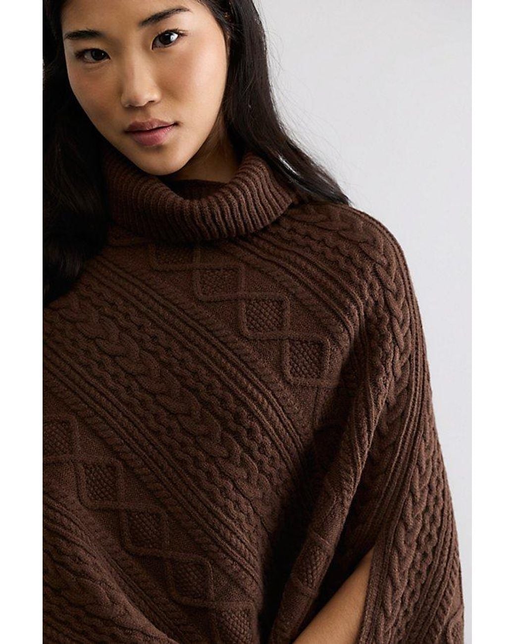Free People Multicolor Cannon Cable Poncho