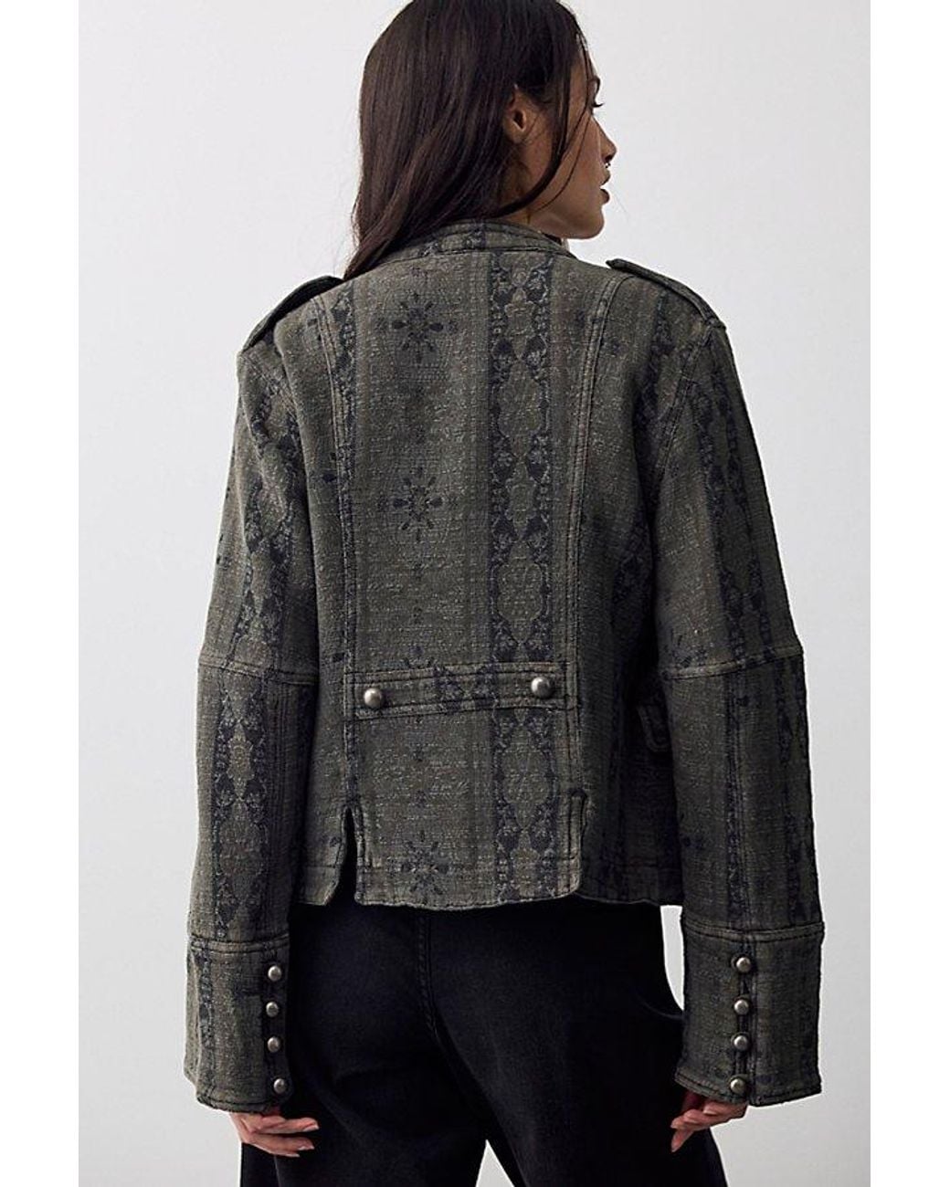 Free People Black Lotty Jacquard Band Jacket