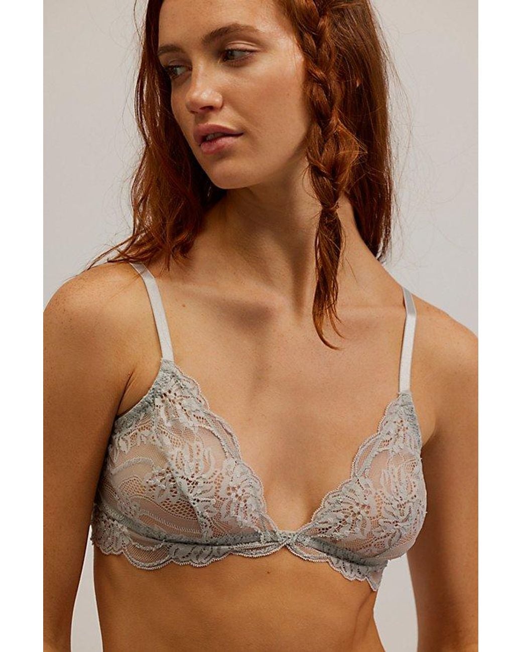 Intimately By Free People Brown Last Dance Sheer Lace Plunge Triangle Bralette By