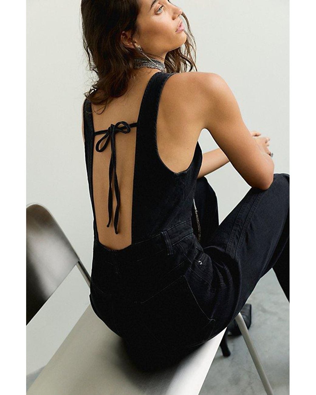 Free People Blue Corsica Twisted Seam Jumpsuit