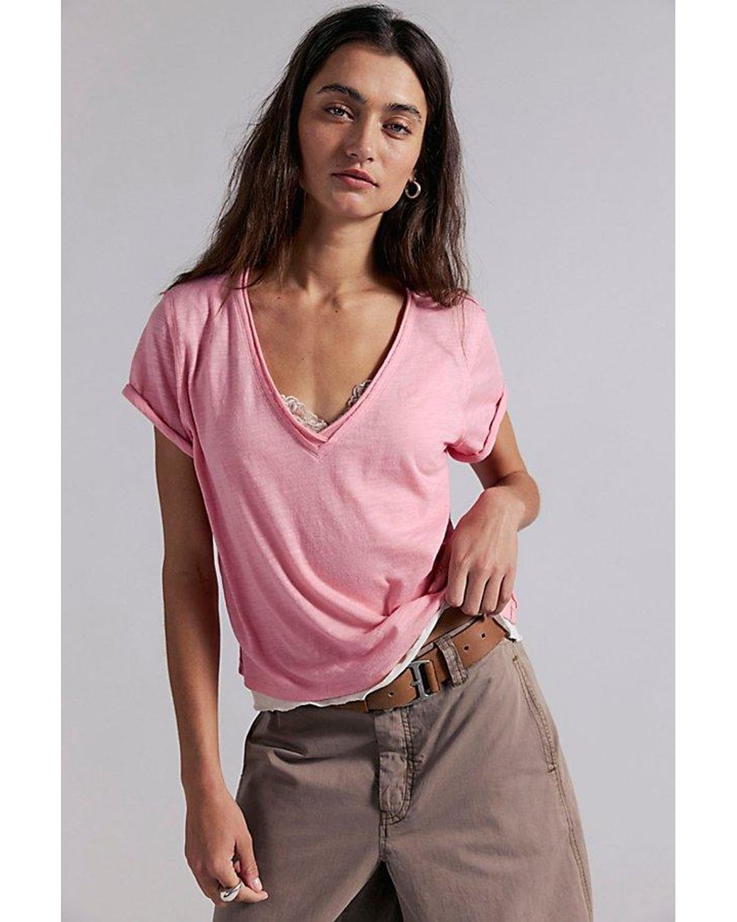 Free People Pink Take 2 Tee