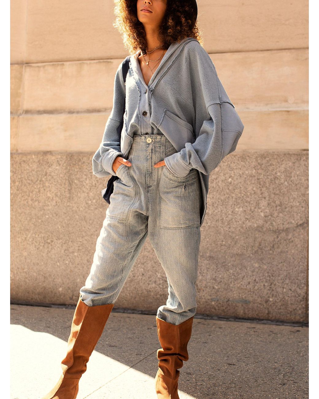 Free People Denim Sashiko Relaxed Jeans 