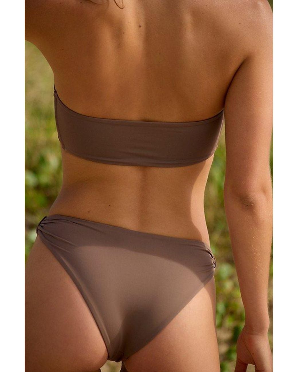 Toast Gray Signature Cinch High-Waisted Bikini Bottoms