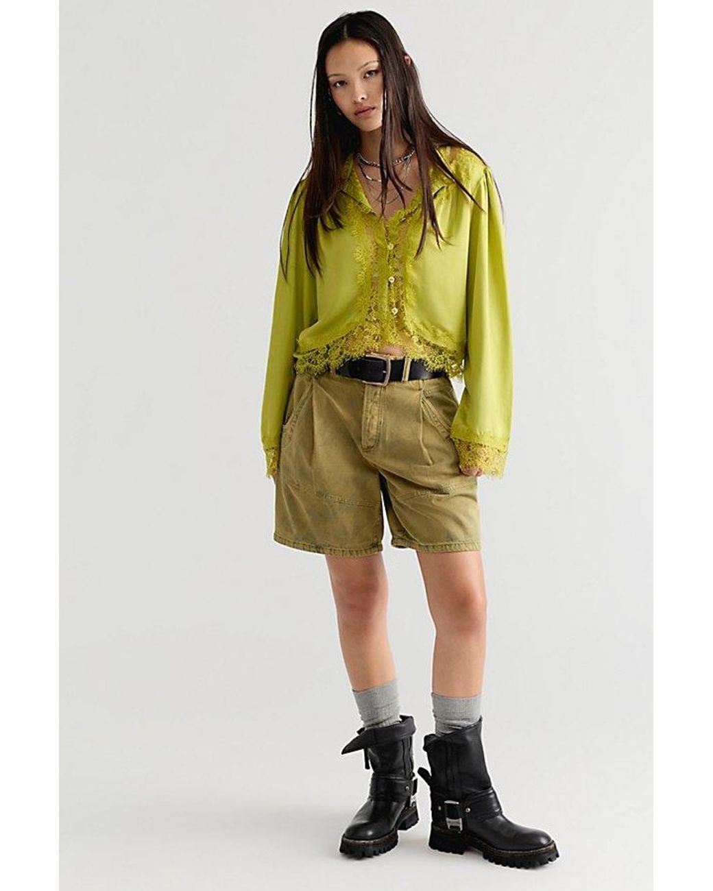 Free People Yellow Heirloom Blouse