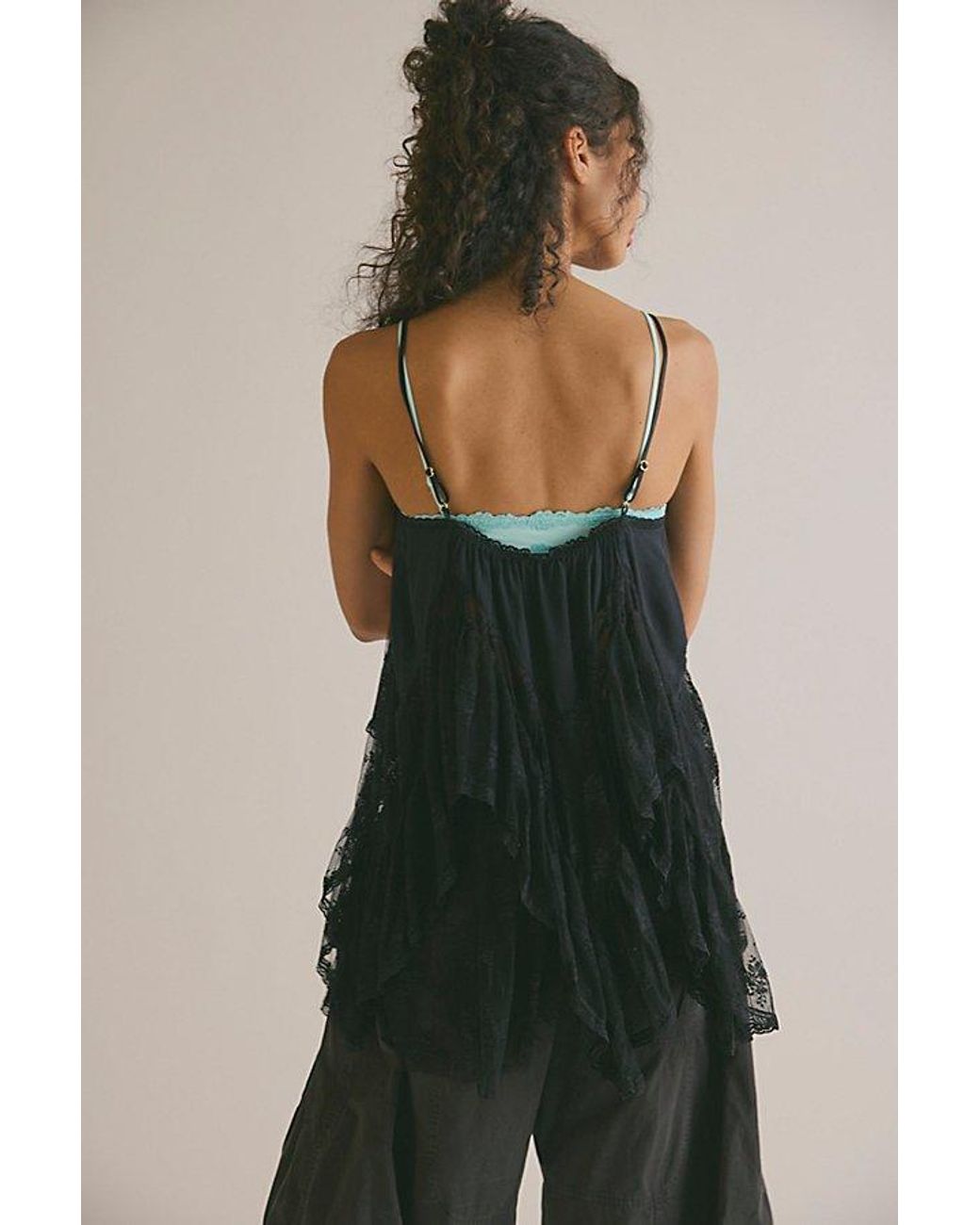 Free People Sunday Candy Mini Slip Dress in Black | Lyst