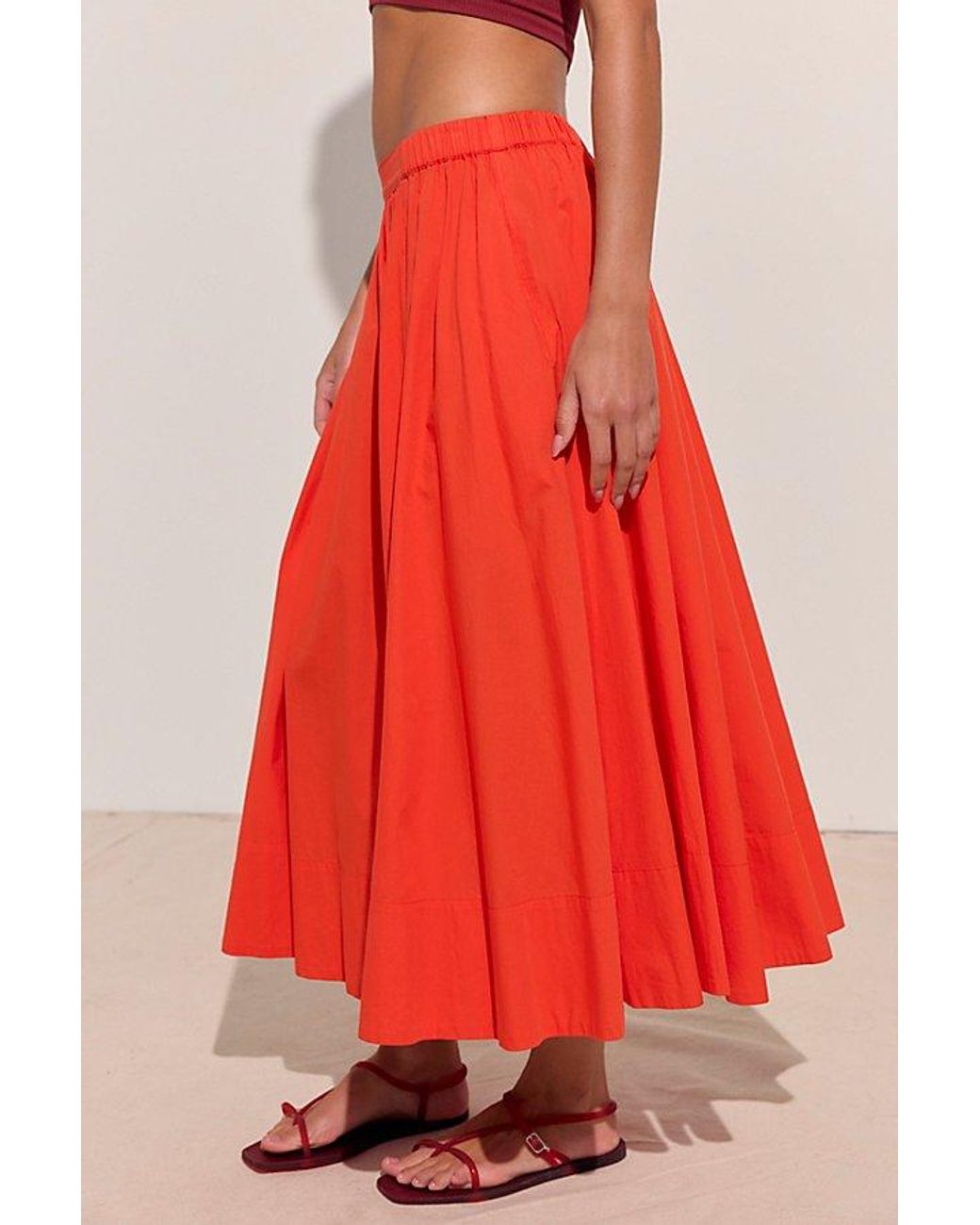 free-est Red Lowen Midi Skirt By