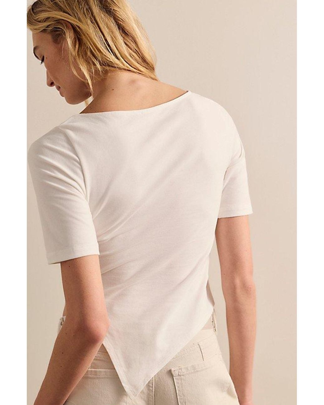 Intimately By Free People Natural Easy Rotation Asymmetrical Half-Sleeve Shirt By