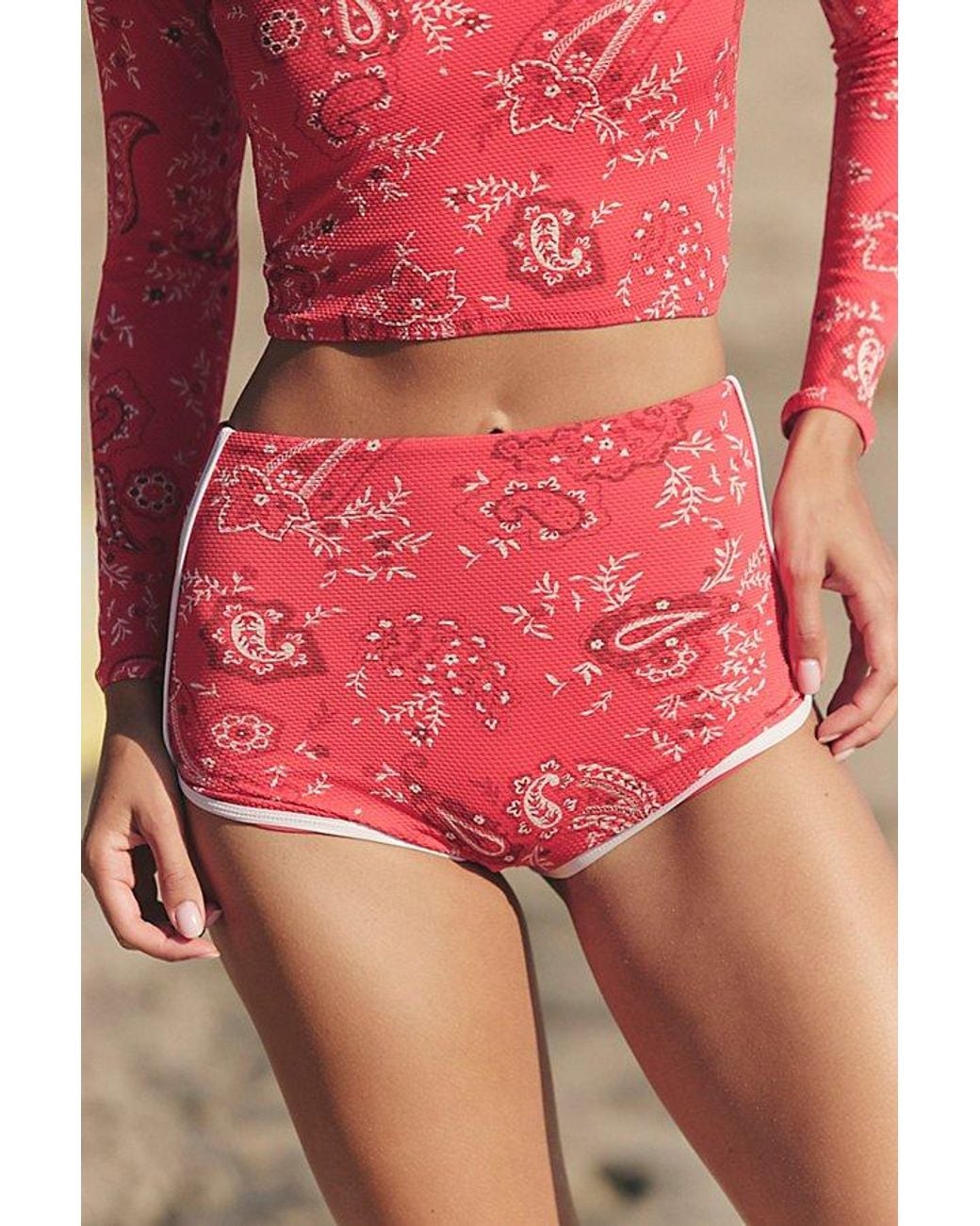 Rhythm Gray High-Waisted Boyshort Surf Bottoms