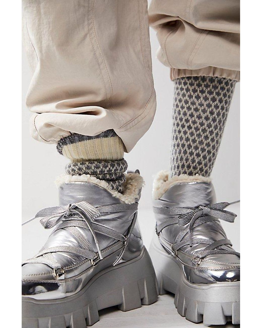 Smartwool Gray Popcorn Polka Dot Crew Socks