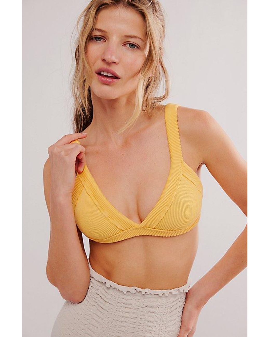 Free People All Day Rib Triangle Bralette in Yellow