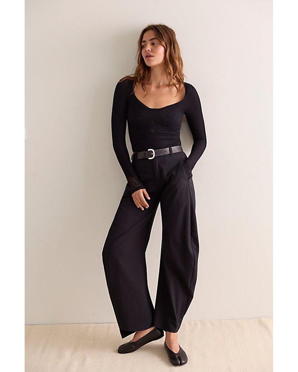 Intimately By Free People Black Dynamic Duo Long Sleeve By