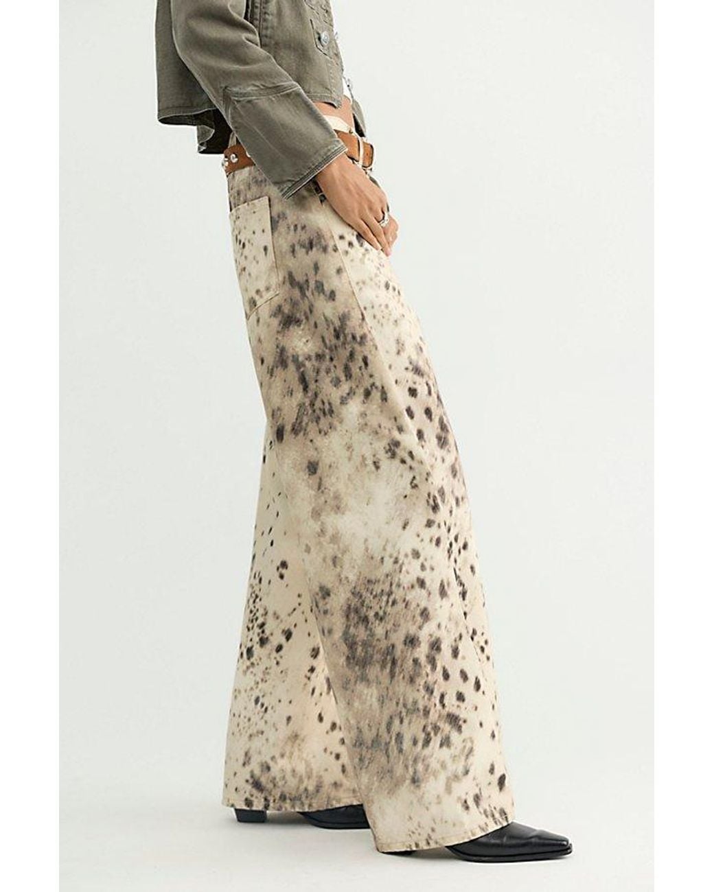 Free People Gray We The Free Alter Ego Wide-Leg Printed Jeans