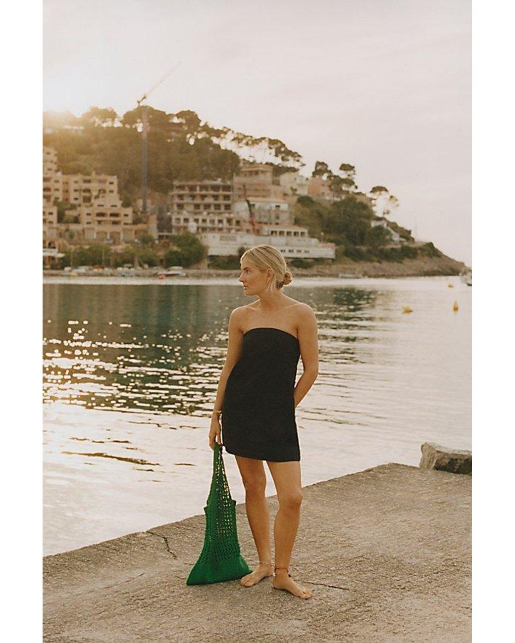 free-est Green Essentially The Best Cotton-Linen Mini Dress By