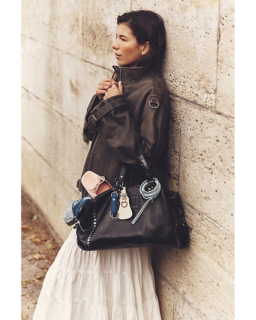 Free People Skyline Leather Jacketレザージャケット FREE PEOPLE We The Free - Skyline Leather Jacket in Washed