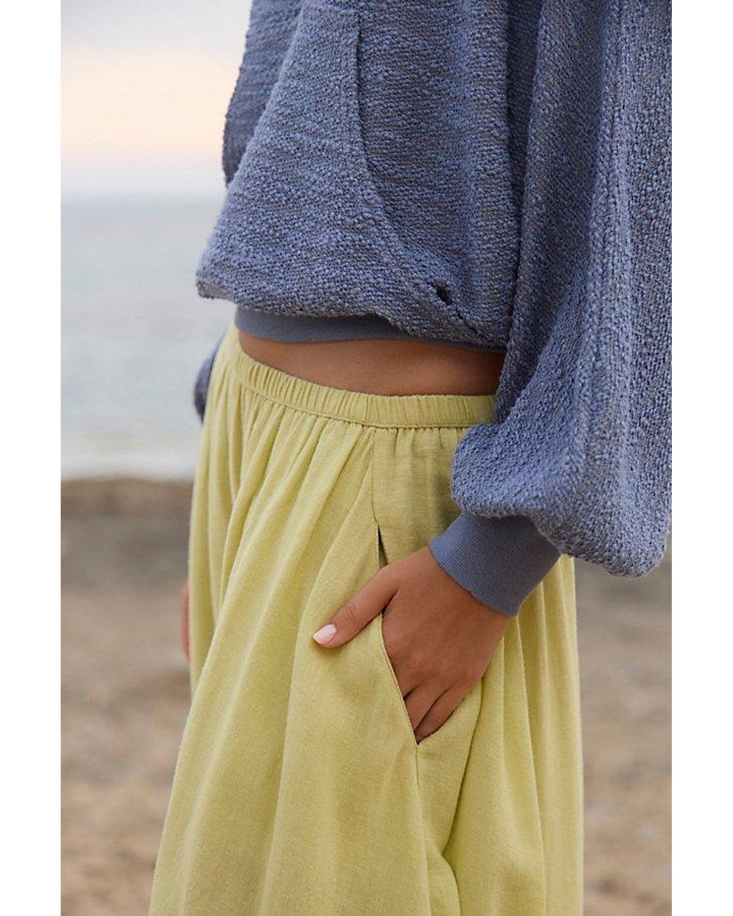 free-est Blue Sandshell Linen Carlie Pants By