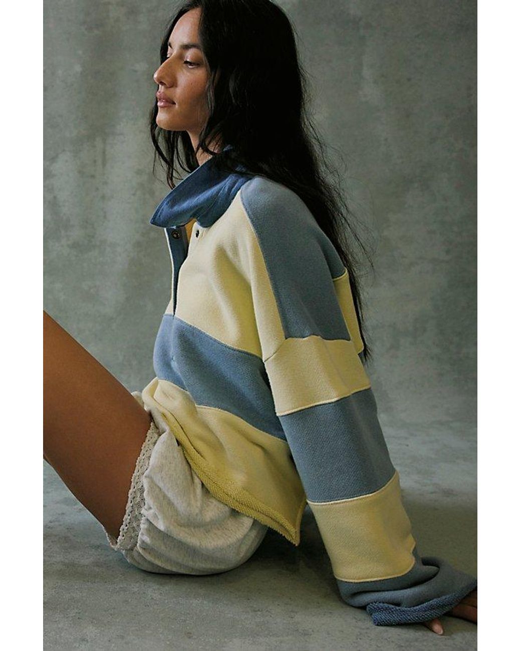 Free People Green Bubble Gum Rugby Sweatshirt