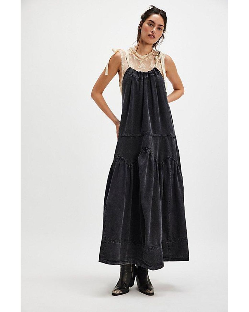 long sleeve high neck dress High neck long sleeve fit and flare maxi dress main image 0