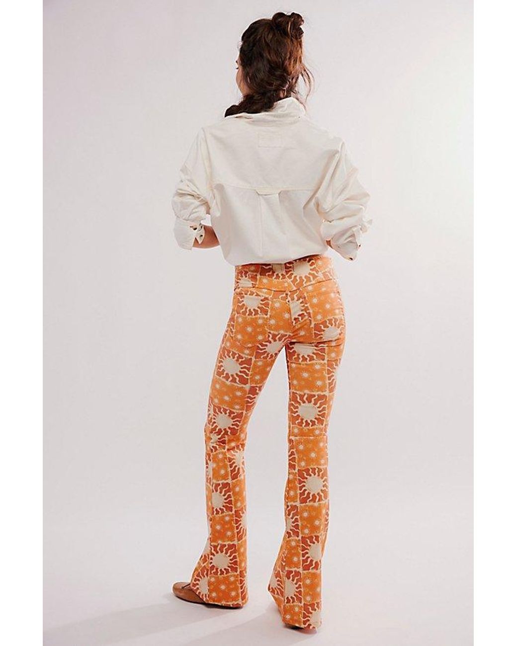 Free People We The Free Penny Pull-On Printed Flare Jeans | Lyst
