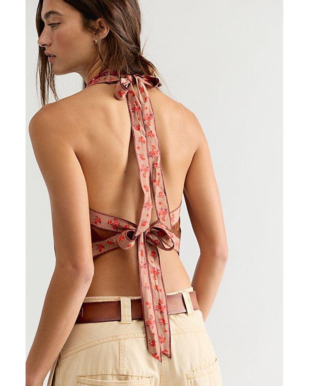 Free People Brown Scarlett Halter Top