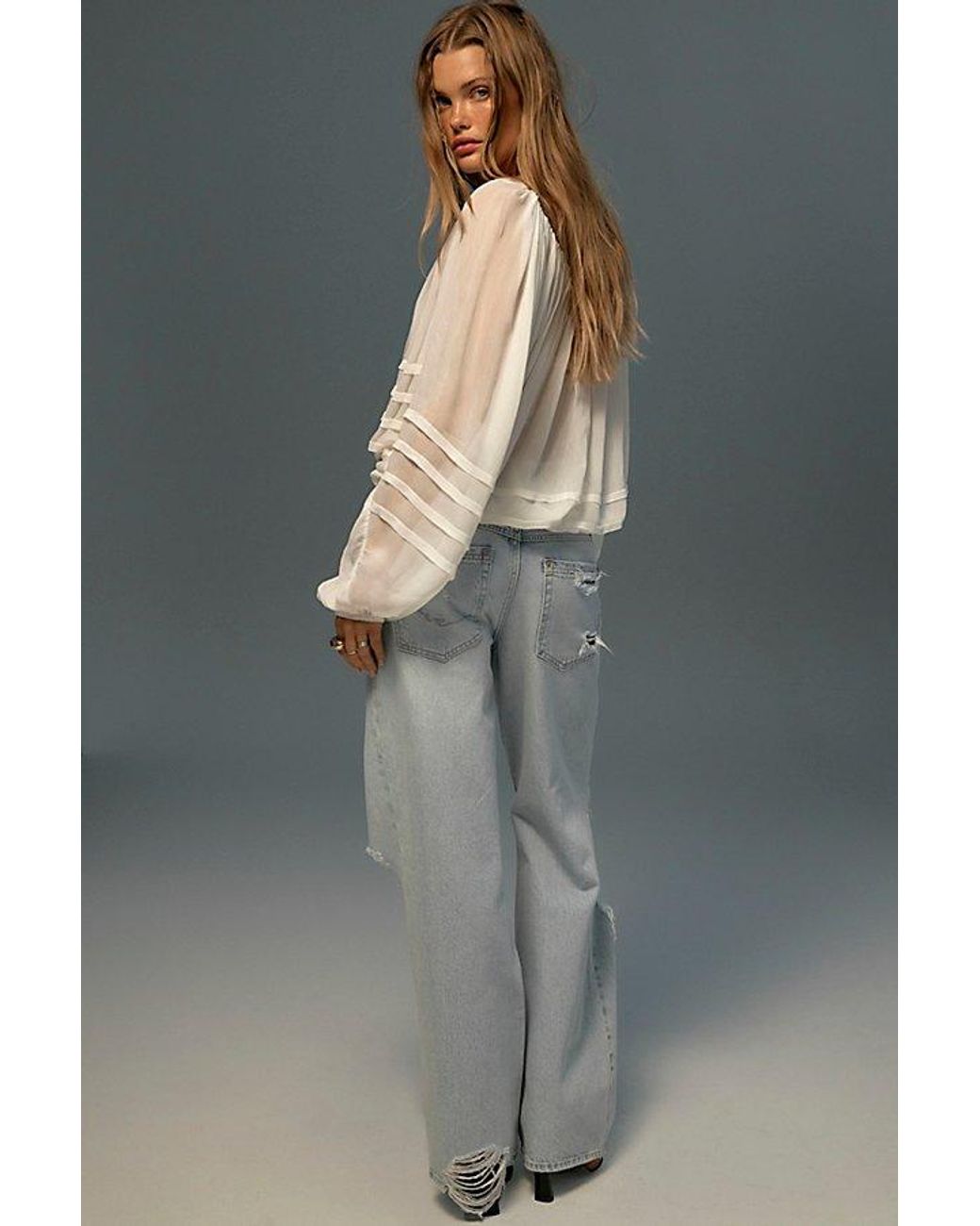 Free People Green Tennessee Low-Rise Boyfriend Jeans