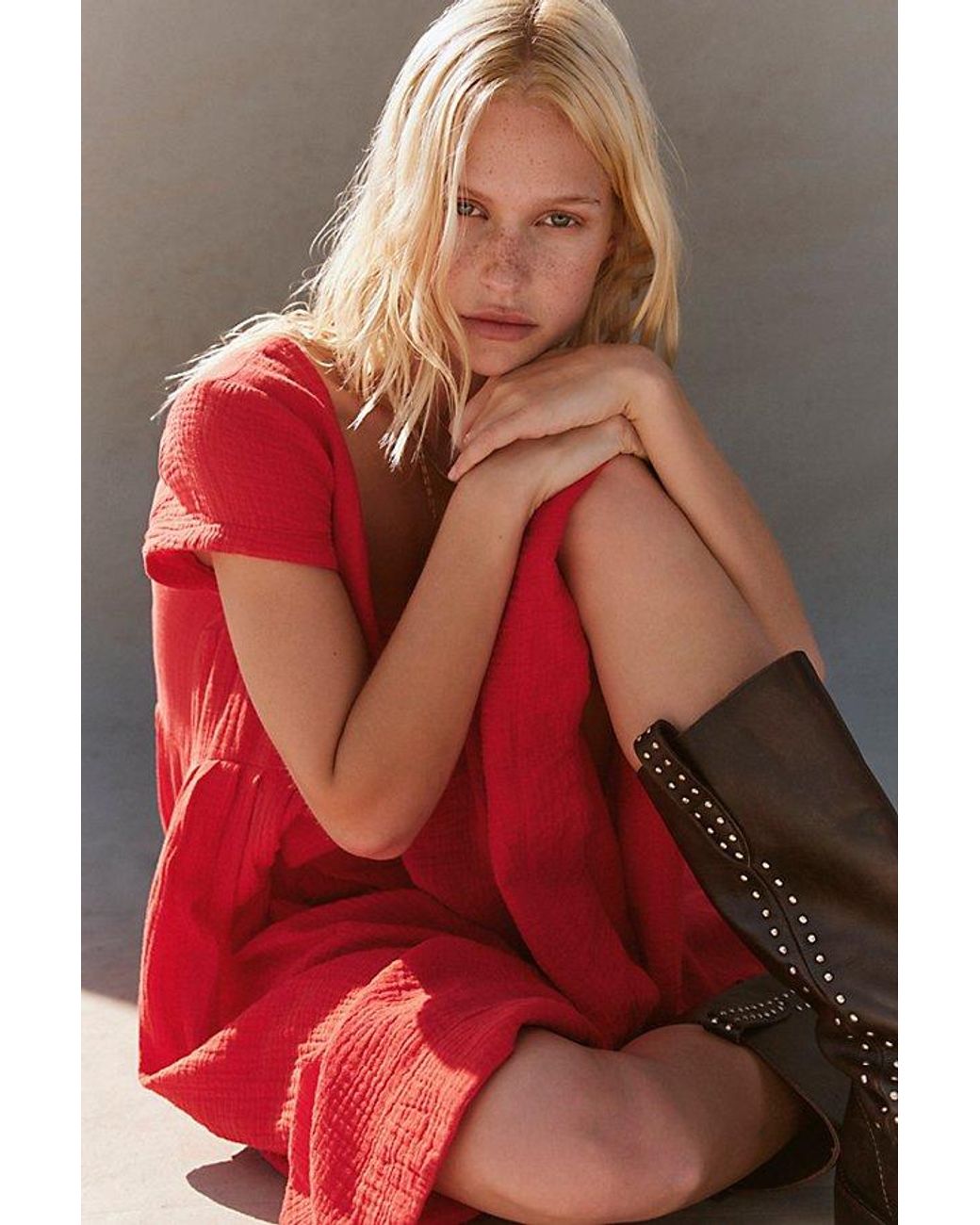 free-est Red Blaine Midi Dress By