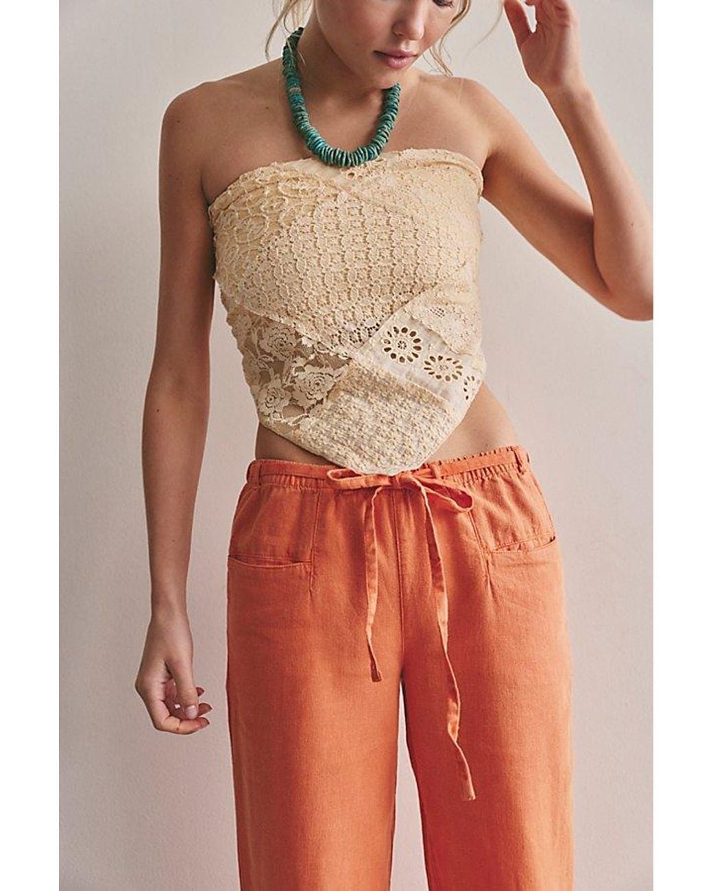Free People Multicolor Break The Ice Linen Slouch Flare Pants