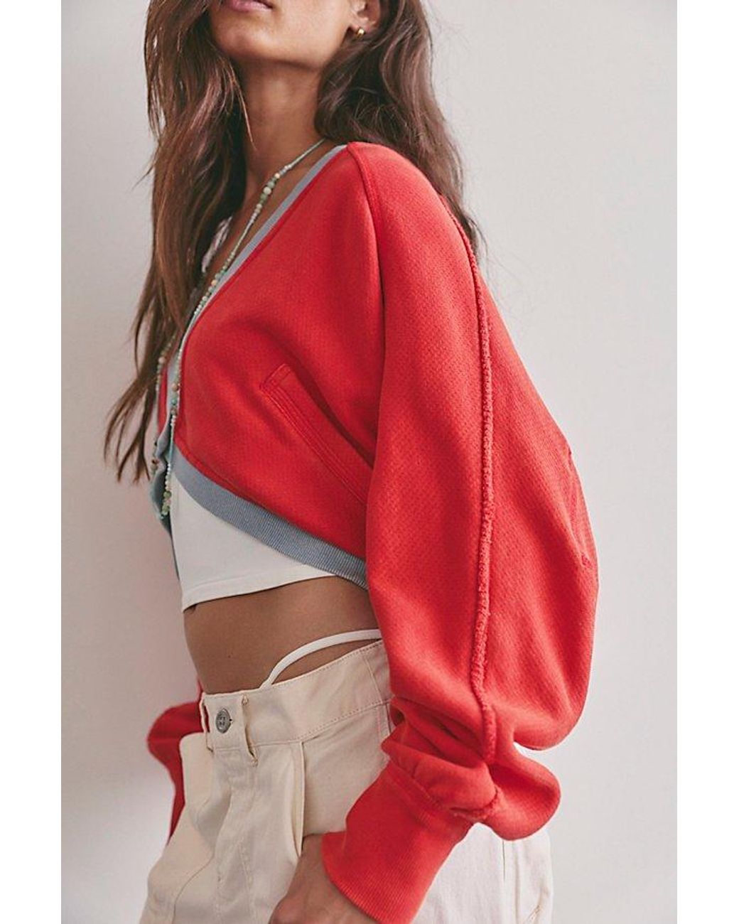 Free People Red Charm Bolero Cardi
