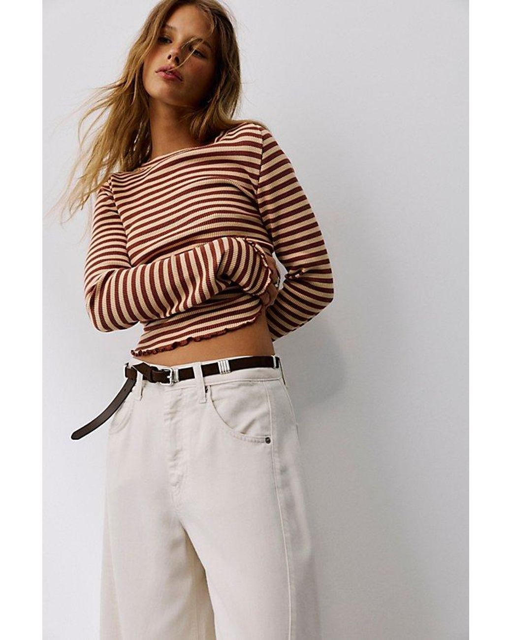 Free People Multicolor Easy Does It Striped Long Sleeve Tee