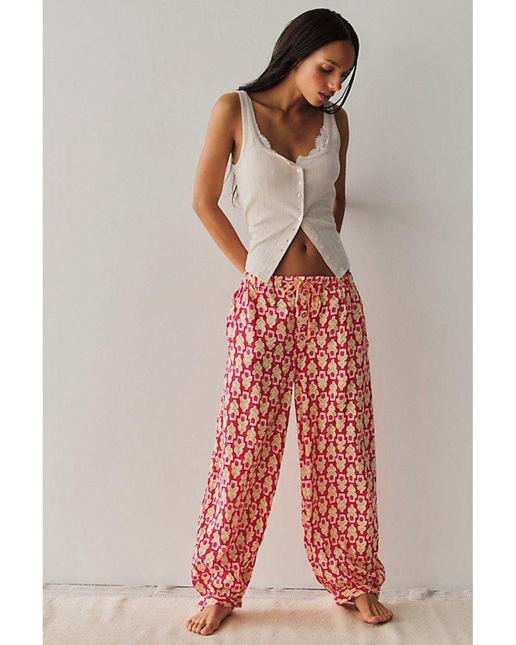 Free People Red On Repeat Pyjama Trousers By