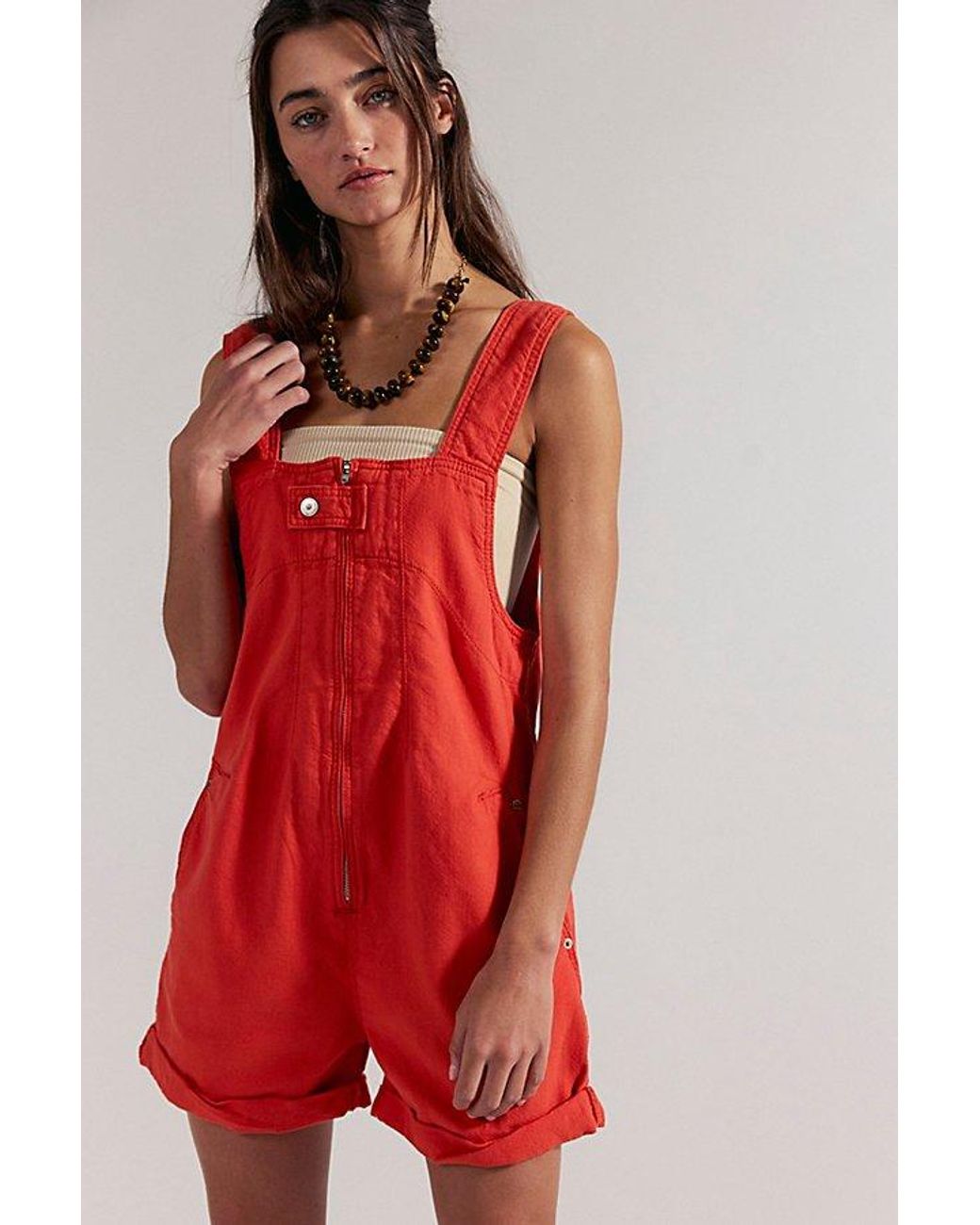 Free People We The Free Jude Shortalls in Red | Lyst