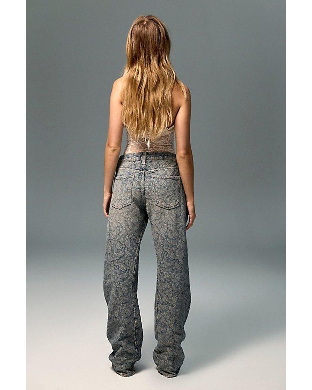 Free People Blue Fable Jacquard Twisted Jeans