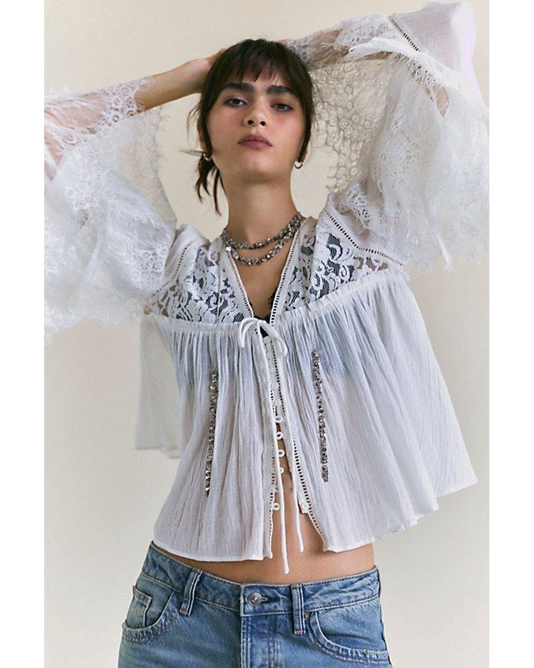 Free People Blue Ava Blouse