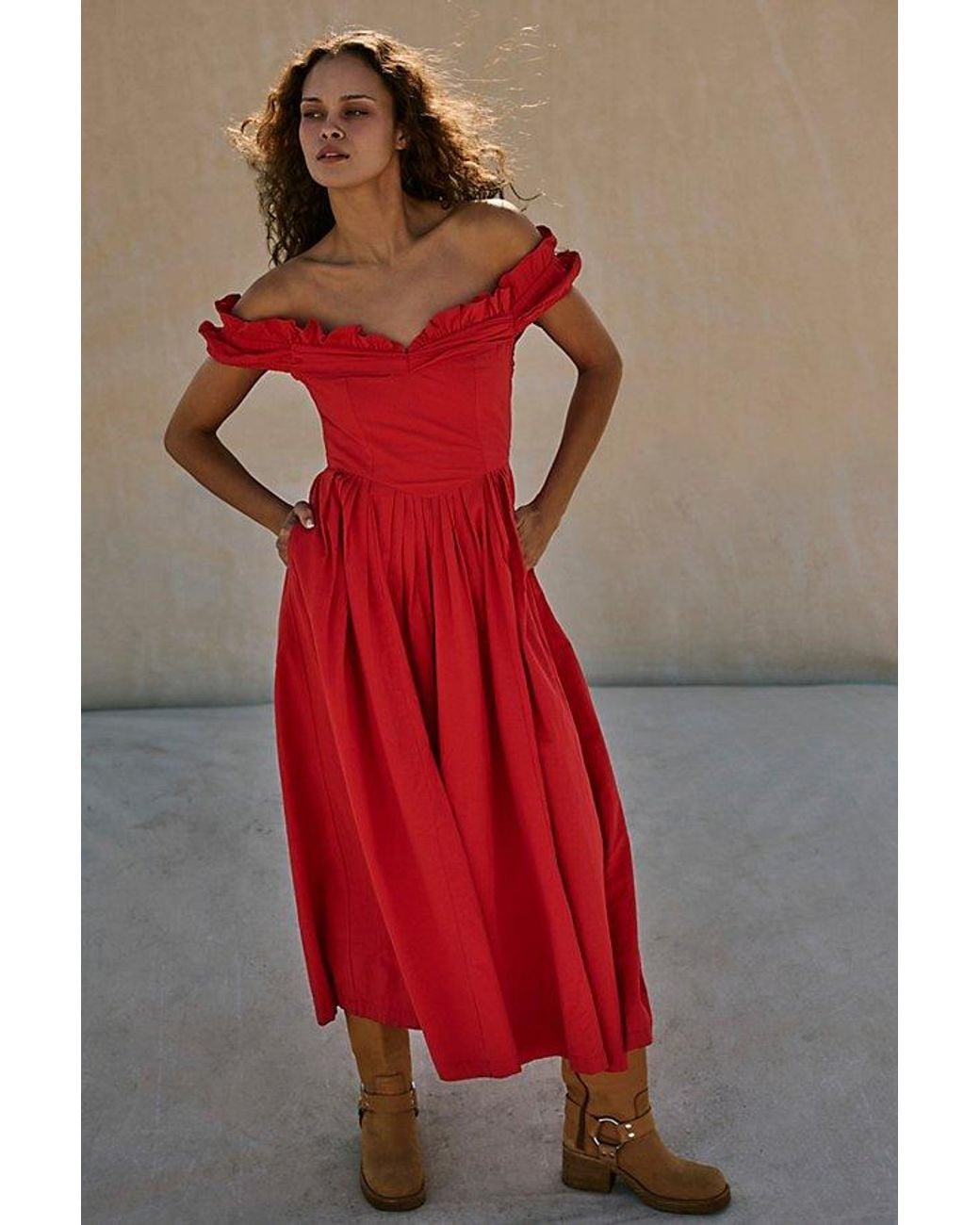 free-est Something Special Drop-waist Midi in Red