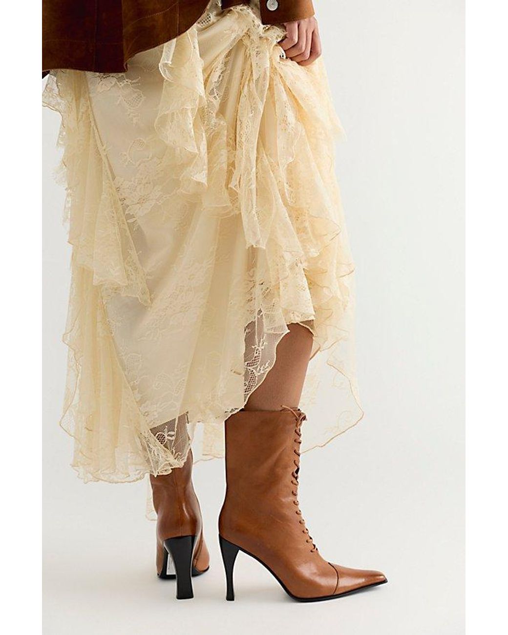 Jeffrey Campbell Brown Sweet Talker Lace-Up Boots