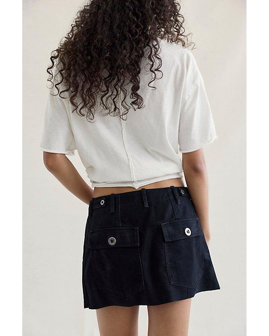 Free People Black Riverfront Vegan Mini Skirt