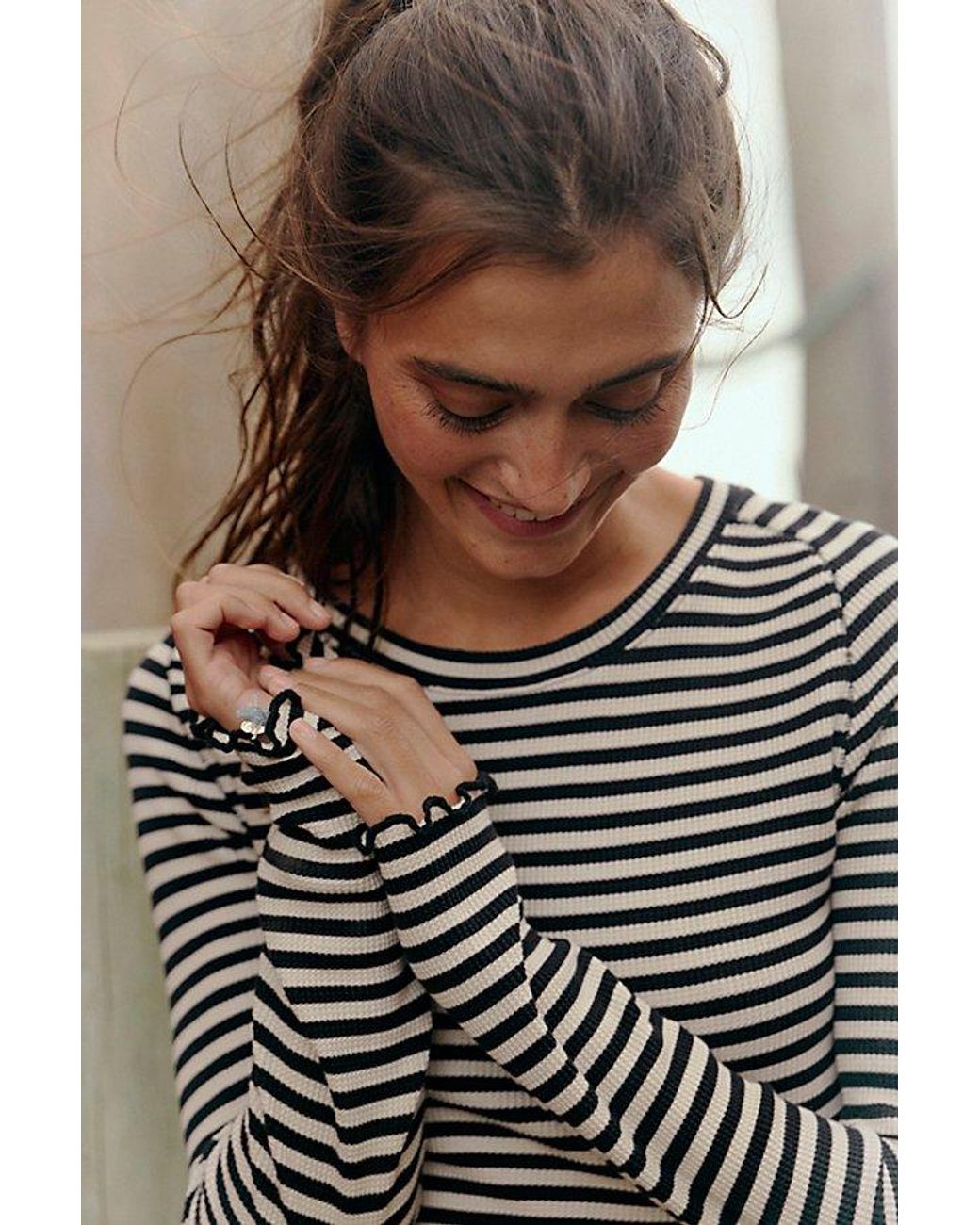 Free People Multicolor Easy Does It Striped Long Sleeve Tee