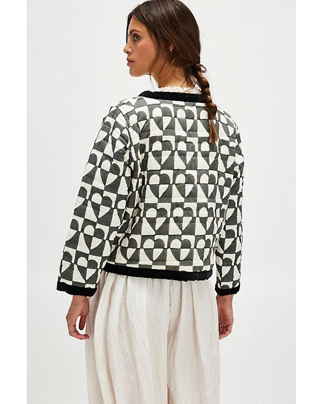 ジャケット・アウター SZ Blockprints QUILTED VEST HEART COOKIE SZ Blockprints Poppy Heart Jacket in White | Lyst