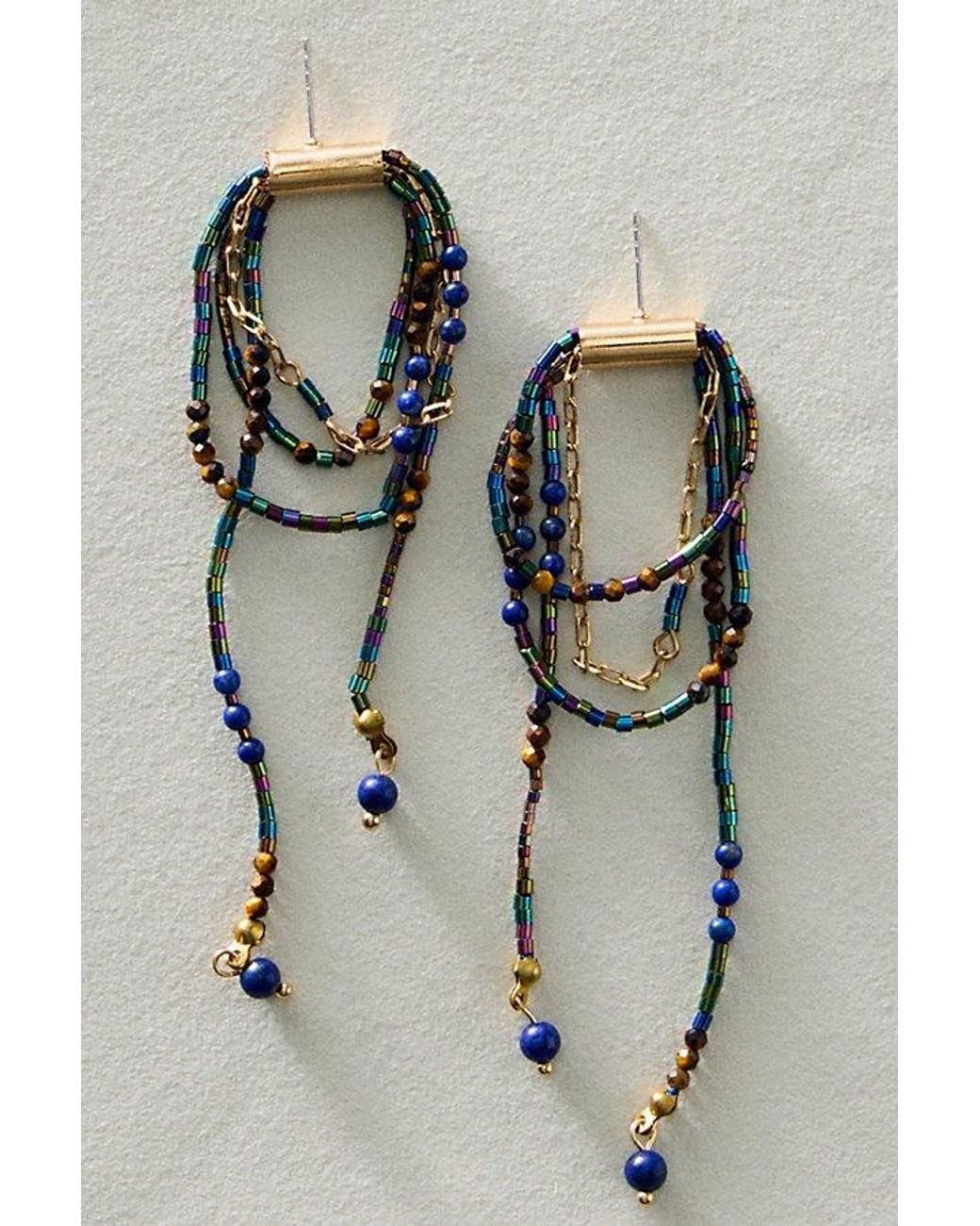 Free People Multicolor Muse Semi-Precious Stone Beaded Dangle Earrings