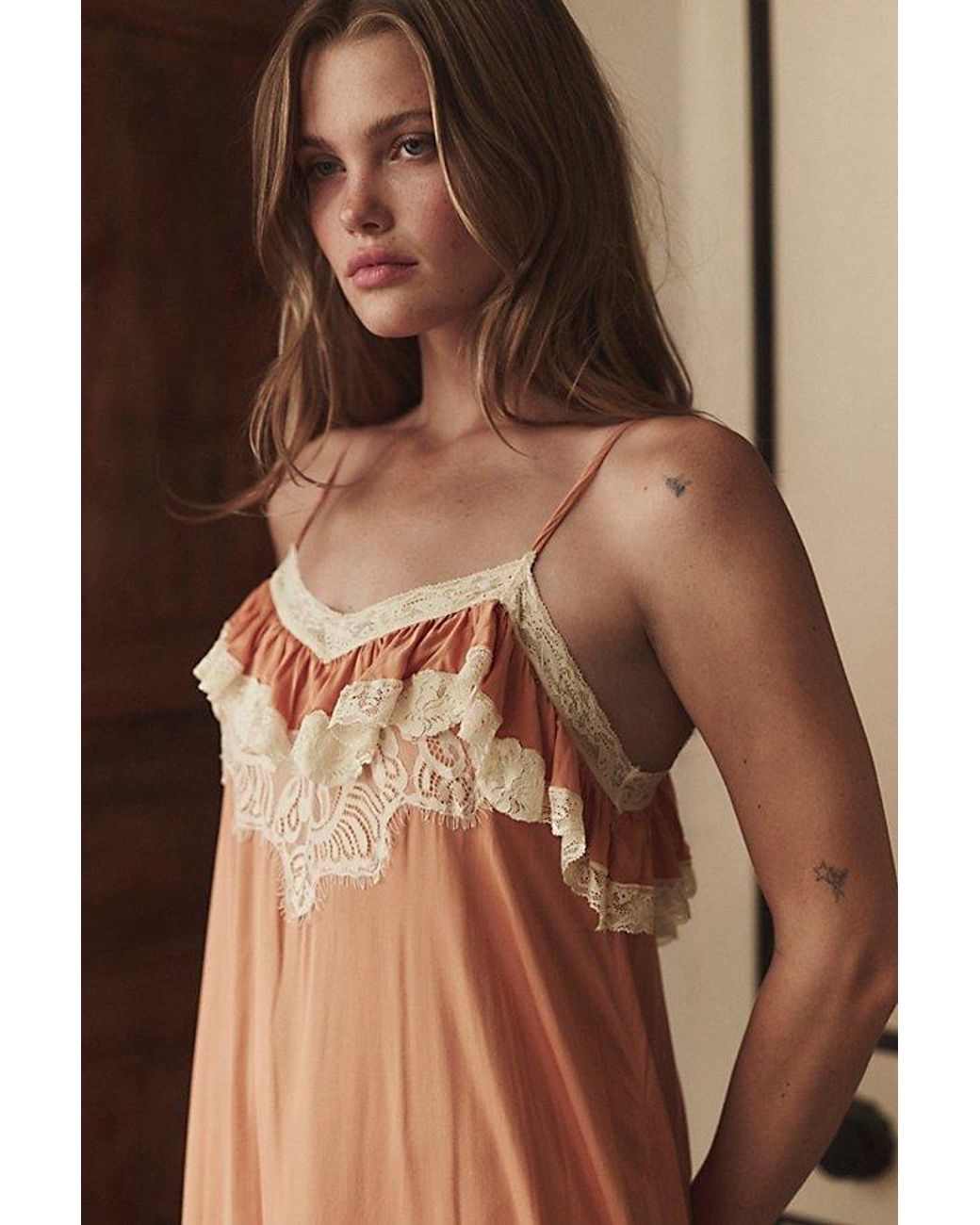 Intimately By Free People Brown Sweet Heirloom Maxi Slip Dress By