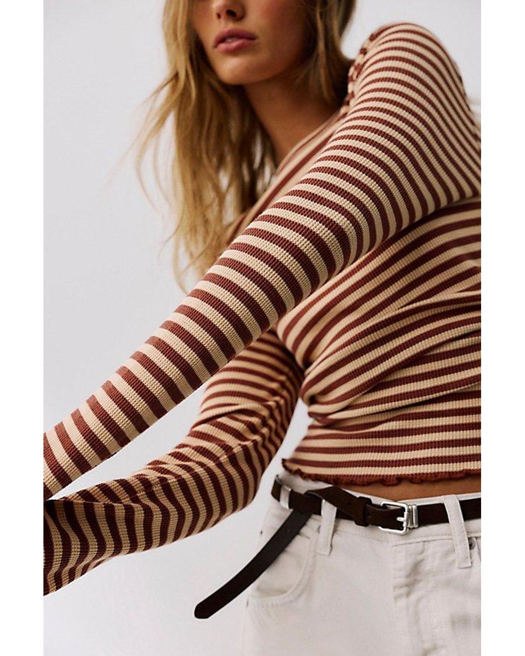 Free People Multicolor Easy Does It Striped Long Sleeve Tee