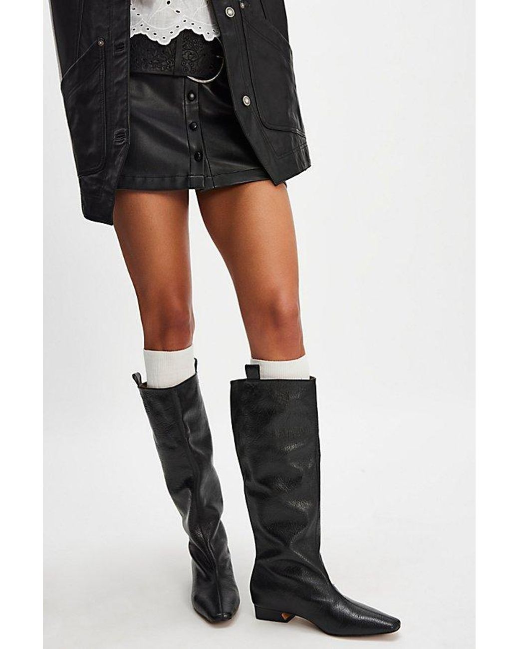 Free People Emerson Equestrian Boots in Black | Lyst