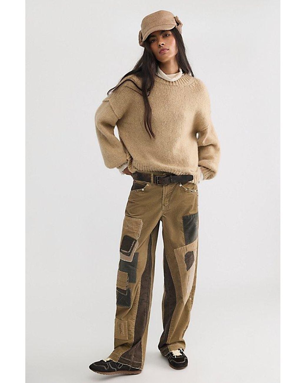 Free People Brown Sunday Morning Asymmetric Knit Sweater