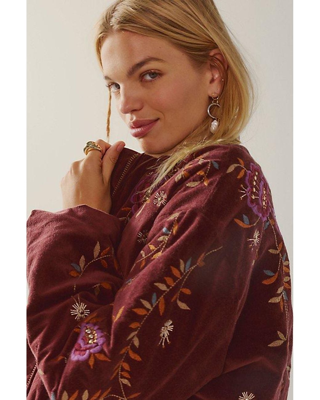 Free People Leona Embroidered Bomber Jacket