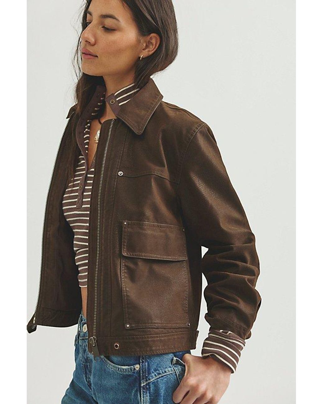 Free People Multicolor Blair Vegan Leather Jacket