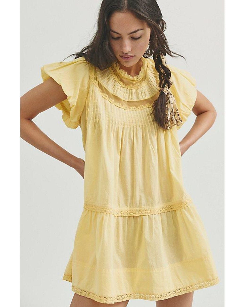 Free People Yellow Clarise Mini Dress