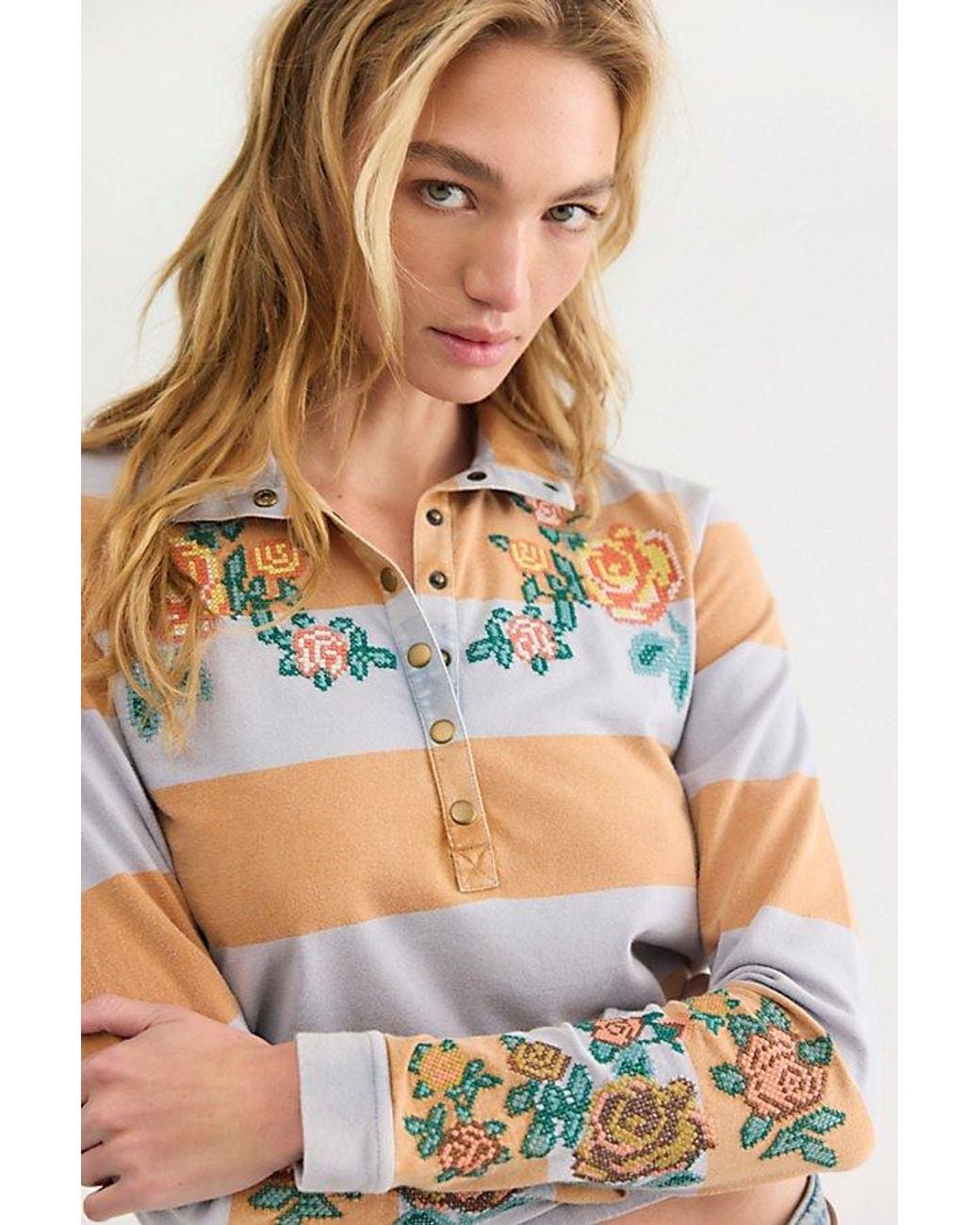 Free People Multicolor Georgie Long Sleeve Tee